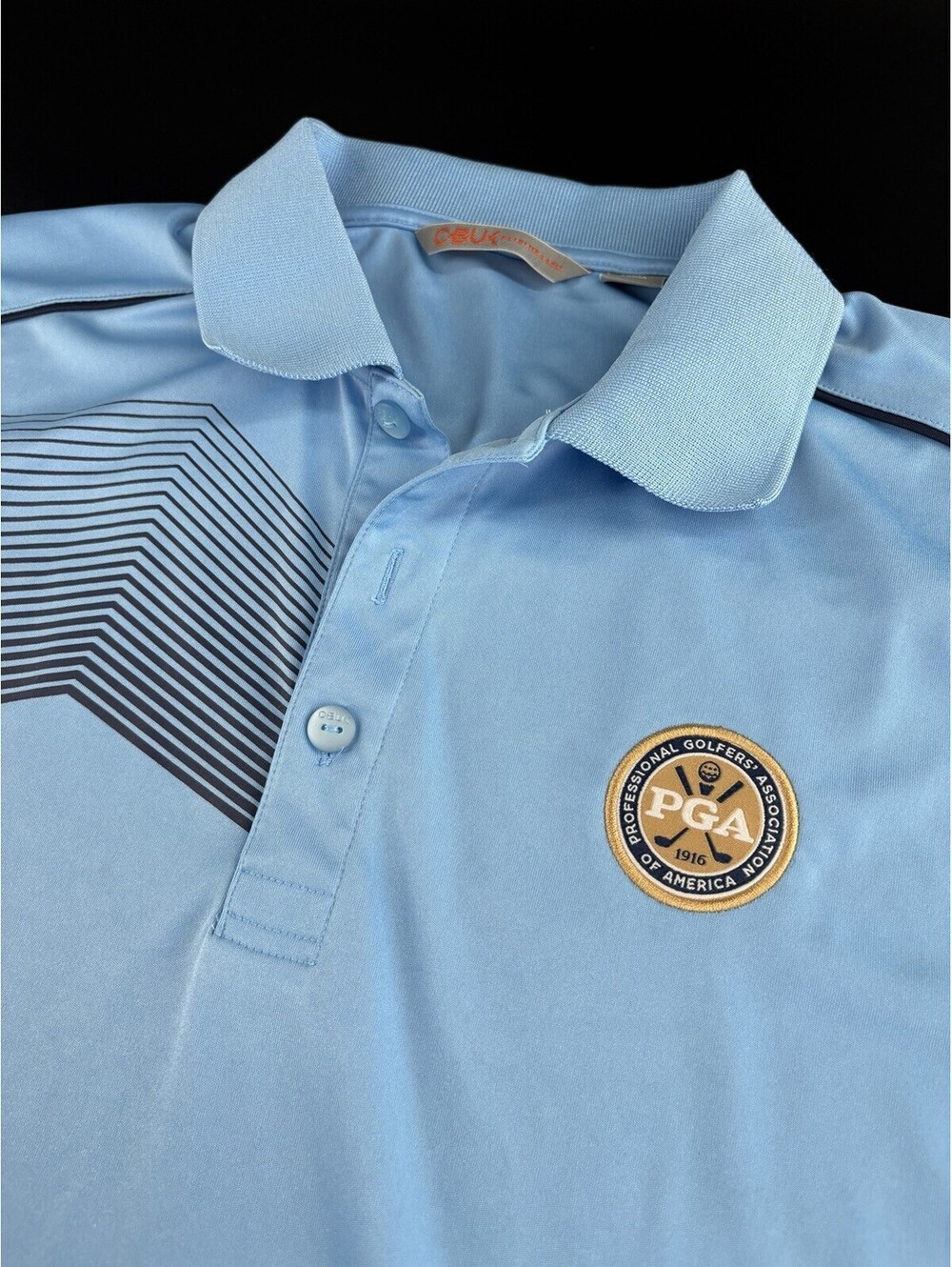 CB UK Cutter & Buck PGA.com Polo Men's L Light Blue Golf Performance